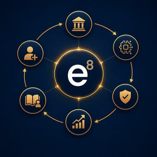 elev8 Content & Authority Engine — a hub connecting digital authority infrastructure, AI visibility, admissions enablement, trust engineering, patient education, and long-term growth.