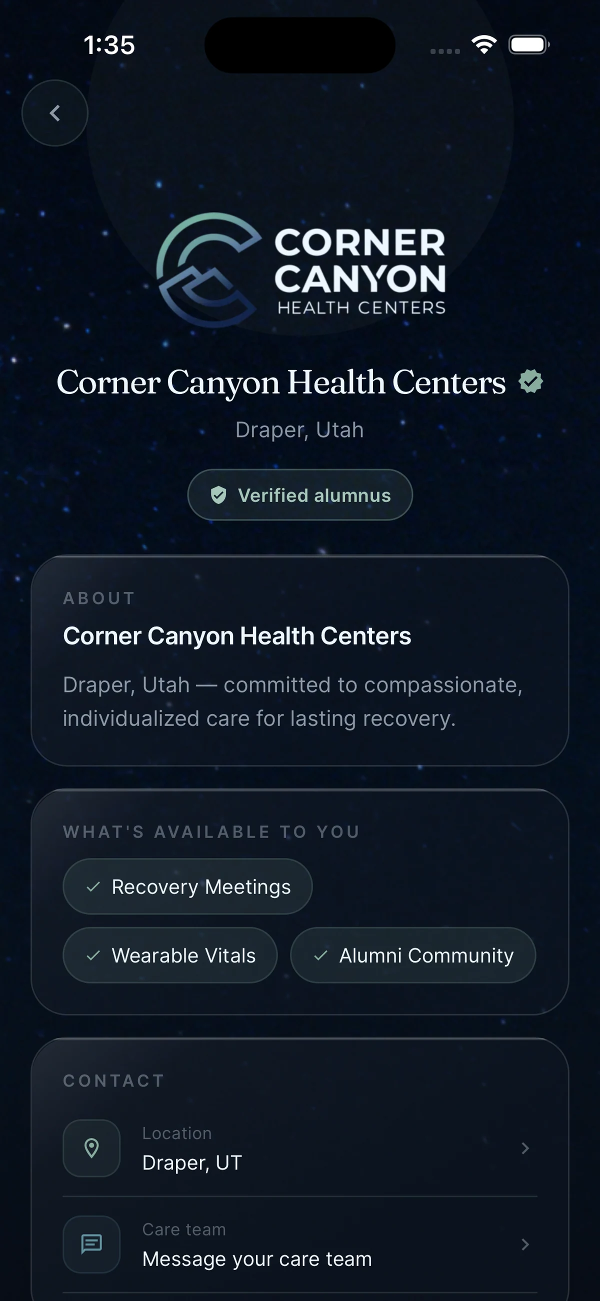 OneWay alumni app — Verified alumni profile